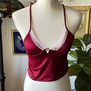 No label Size small burgundy cropped sleep lingerie shirt sleep cami